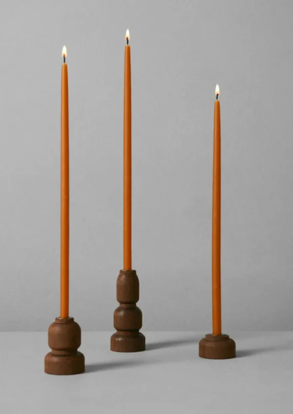 TOAST Decorative Pieces | Candles & Holders-wood Slim Dinner Candle Holder Set