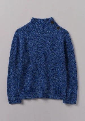 Women TOAST Knitwear-Button Shoulder Marled Donegal Wool Sweater