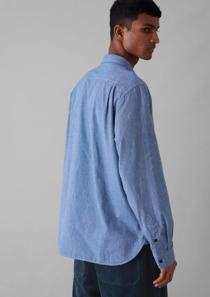 TOAST Linen | Workwear-Chambray Cotton Linen Shirt