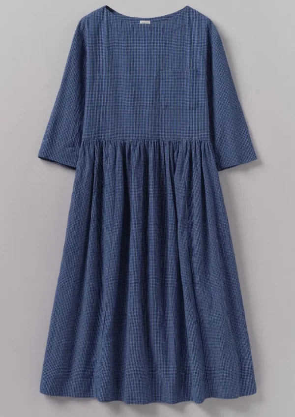 Women TOAST Loungewear | Dresses-Check Crinkle Cotton Boat Neck Dress