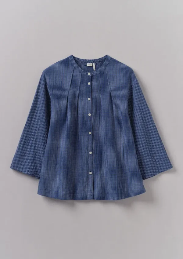 Women TOAST Loungewear | Tops & Tees-Check Crinkle Cotton Tie Shirt