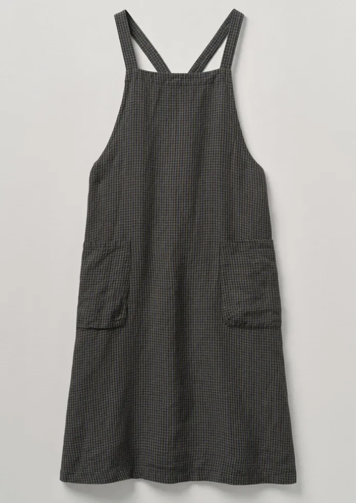 TOAST Aprons & Tea Towels-Check Linen Crossback Pinafore Apron