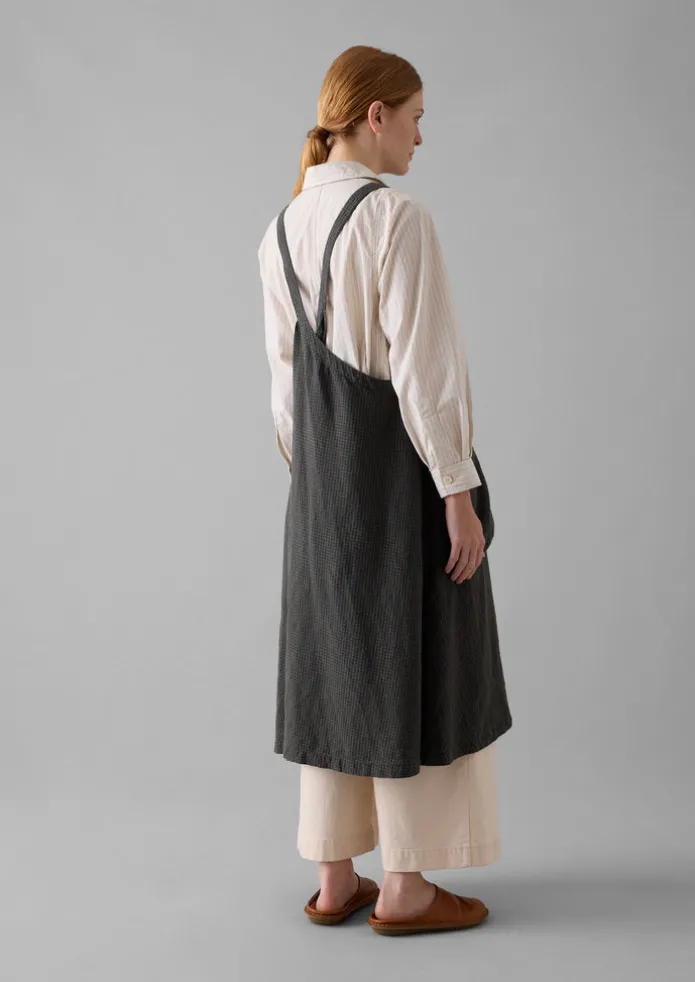 TOAST Aprons & Tea Towels-Check Linen Crossback Pinafore Apron