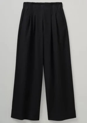 Women TOAST Trousers-Corinne Wool Cotton Herringbone Wide Leg Trousers