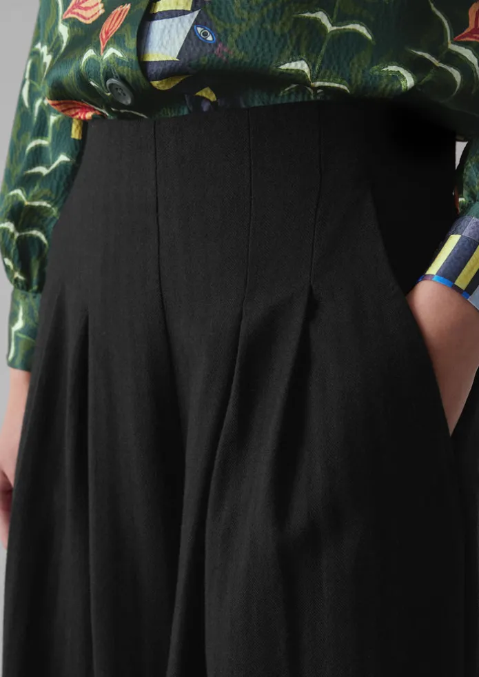 Women TOAST Trousers-Corinne Wool Cotton Herringbone Wide Leg Trousers