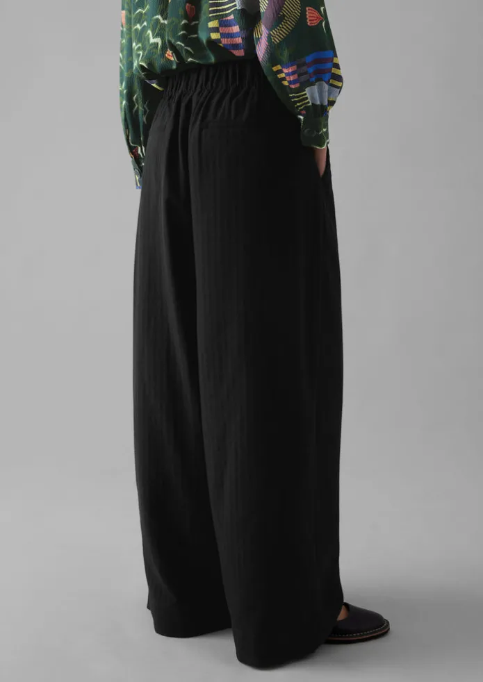 Women TOAST Trousers-Corinne Wool Cotton Herringbone Wide Leg Trousers