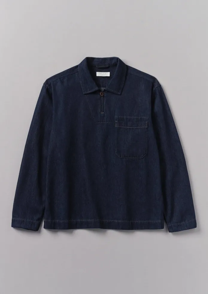 TOAST Denim | Workwear-Cotton Hemp Denim Smock Shirt