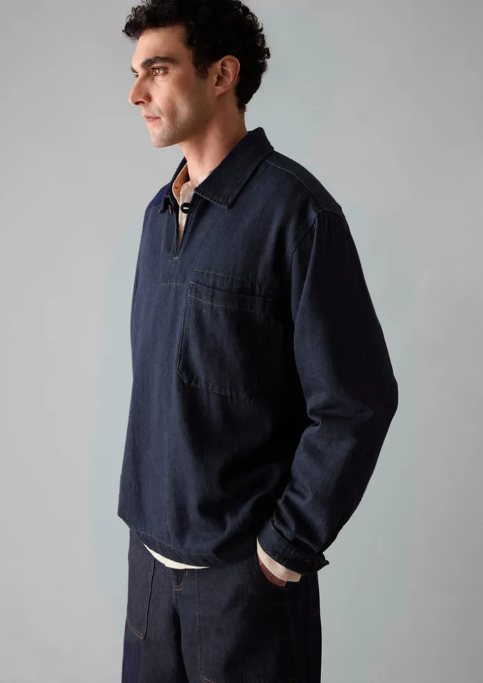 TOAST Denim | Workwear-Cotton Hemp Denim Smock Shirt
