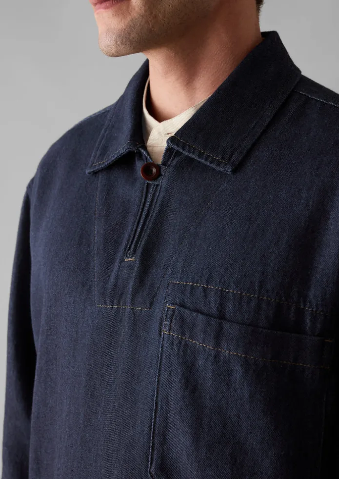 TOAST Denim | Workwear-Cotton Hemp Denim Smock Shirt