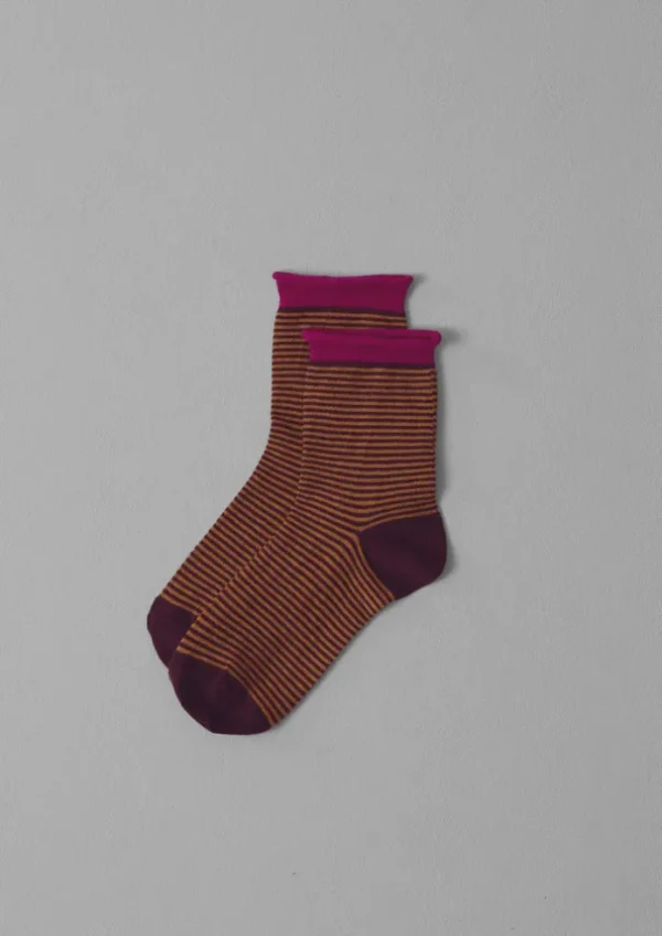 Women TOAST Socks & Tights | Cashmere-Fine Stripe Cotton Cashmere Socks