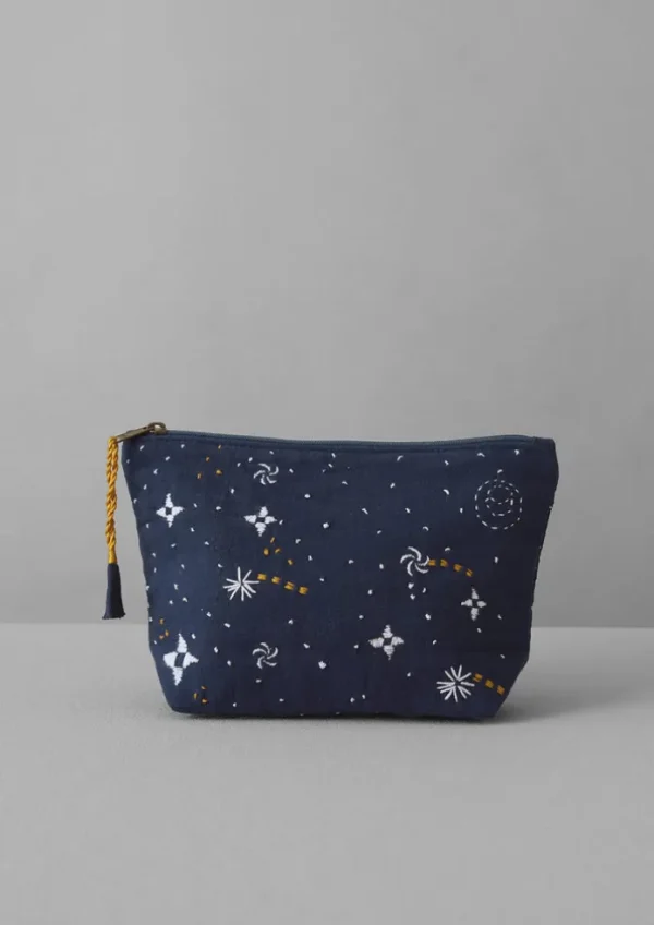 TOAST Textiles | Bathroom-Hand Embroidered Celestial Pouch