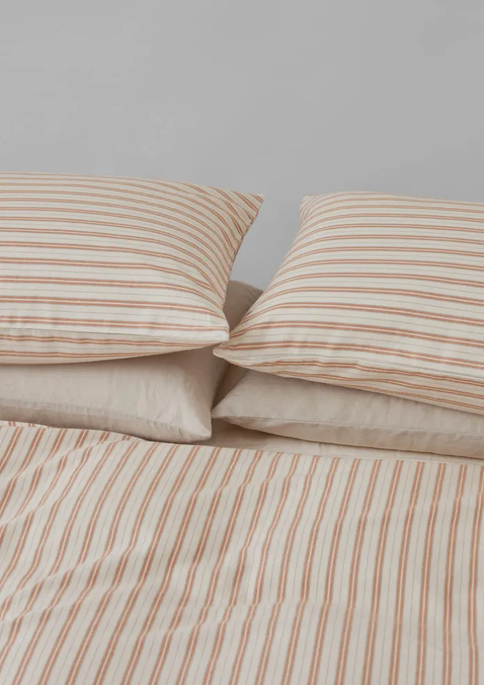 TOAST Textiles | Bed Linen-Ines Flannel Stripe Cotton Housewife Pillowcase Set