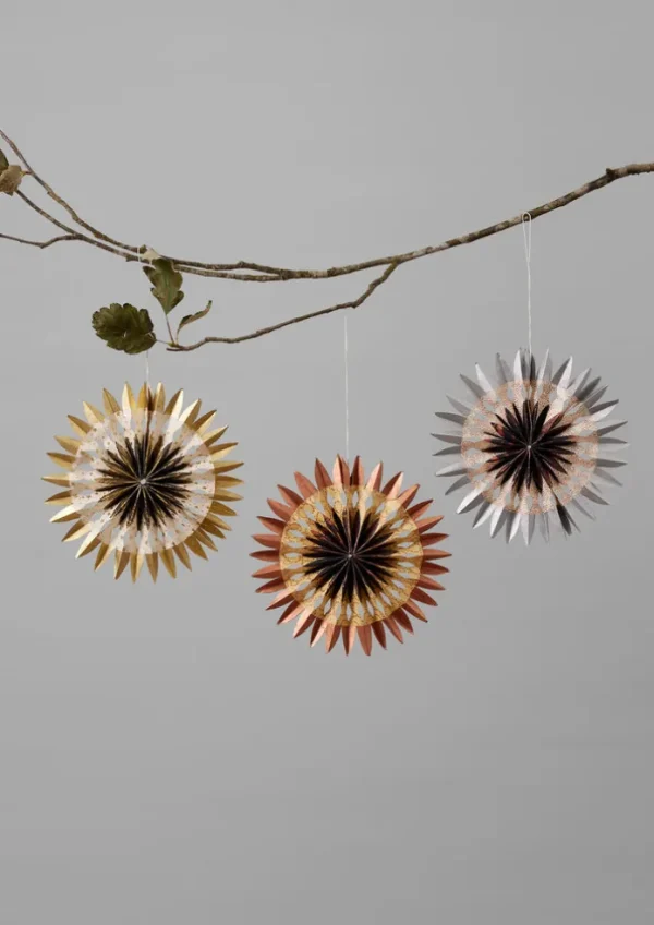 TOAST Christmas Decorations-Large Dip Dyed Lokta Paper Rosette Set