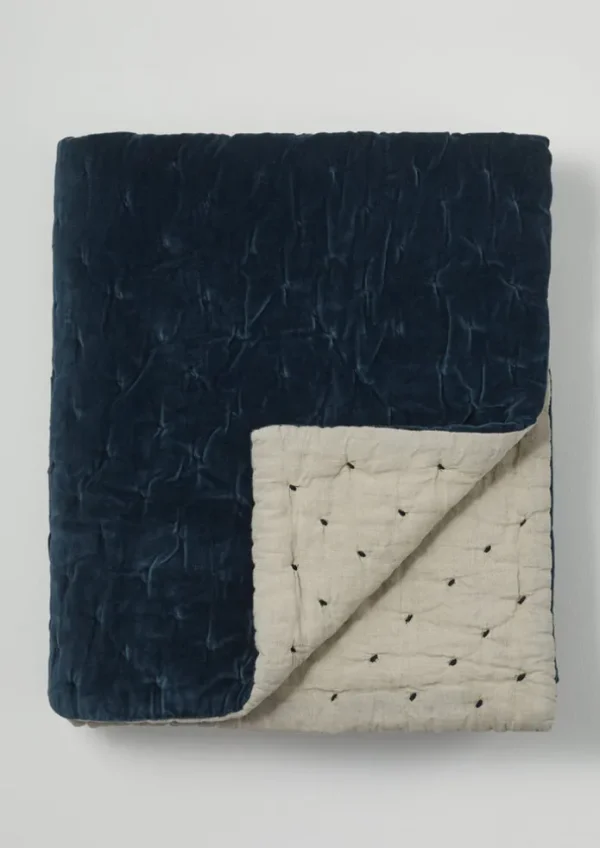 TOAST Textiles | Blankets & Throws-Large Hand Quilted Velvet Throw