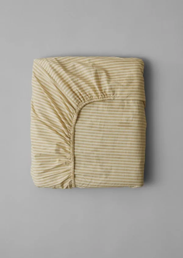 TOAST Textiles | Bed Linen-Organic Cotton Ticking Stripe Fitted Sheet