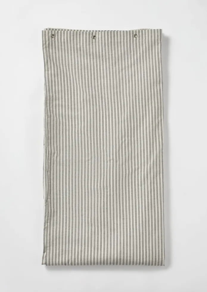 TOAST Textiles | Bathroom-Organic Ticking Stripe Shower Curtain
