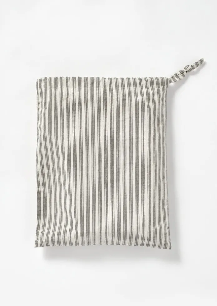TOAST Textiles | Bathroom-Organic Ticking Stripe Shower Curtain