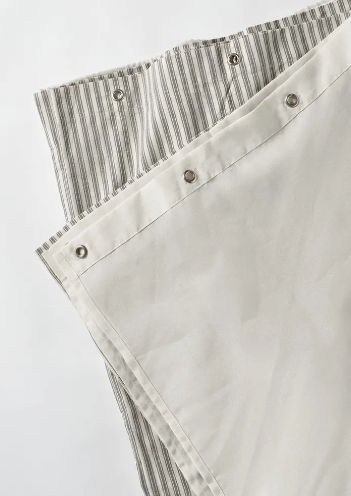 TOAST Textiles | Bathroom-Organic Ticking Stripe Shower Curtain