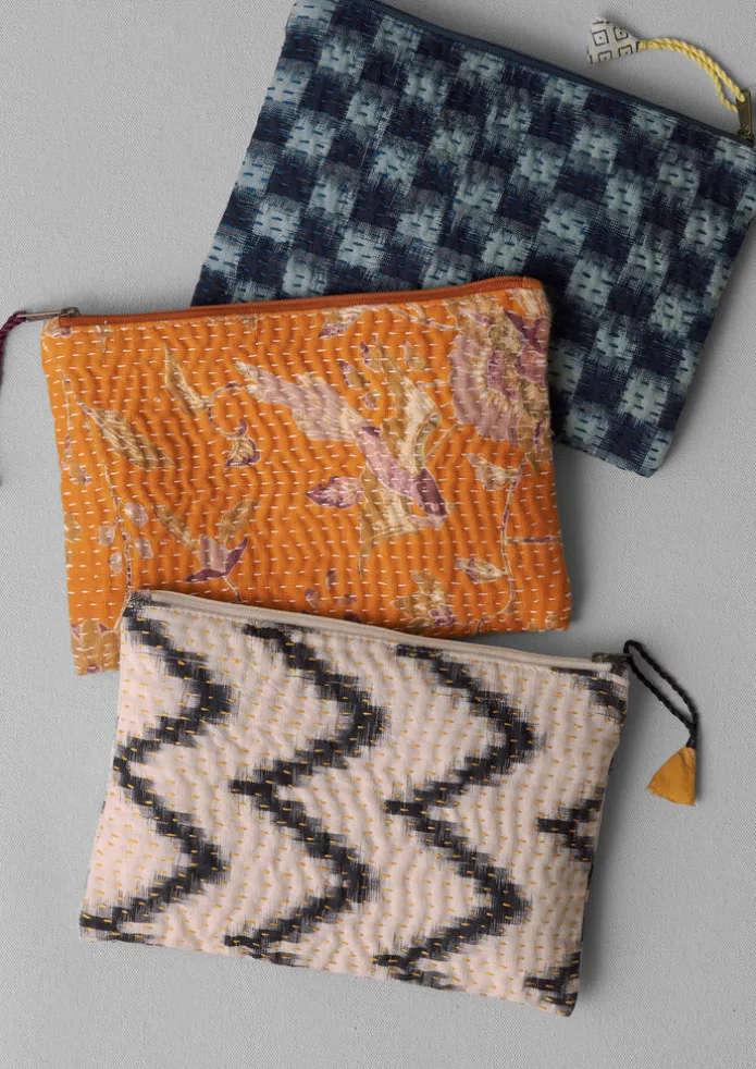 TOAST Textiles | Bathroom-Remnant Fabric Kantha Pouch