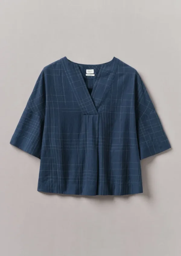 Women TOAST Nightwear-Sketched Check Cotton Pyjama Top