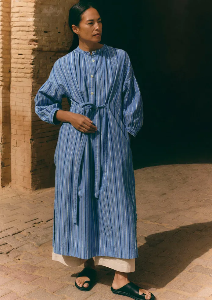 Women TOAST Dresses-Stripe Poplin Gathered Dress