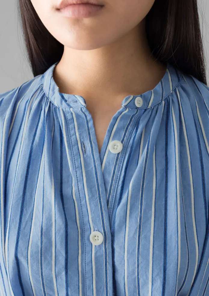 Women TOAST Dresses-Stripe Poplin Gathered Dress