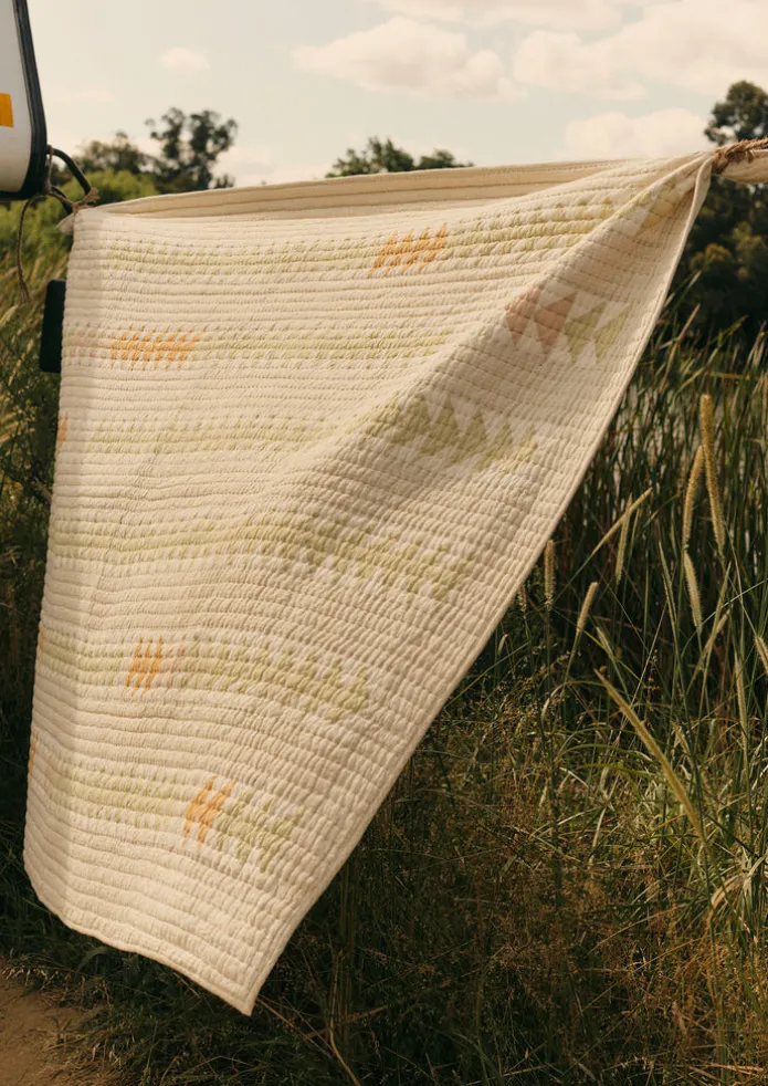 TOAST Textiles | Blankets & Throws-Triangle Patchwork Check Cotton Quilt