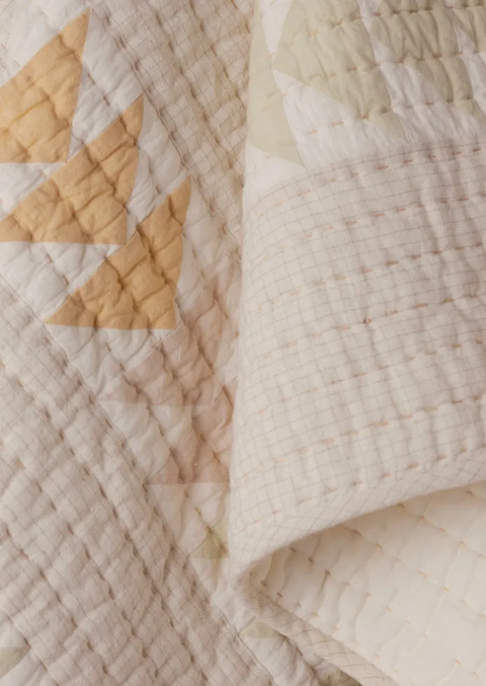 TOAST Textiles | Blankets & Throws-Triangle Patchwork Check Cotton Quilt