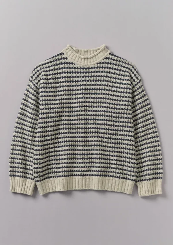 TOAST Knitwear-Tucking Stripe Wool Cotton Sweater