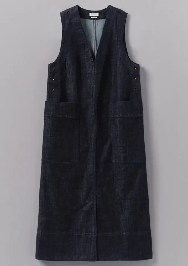 Women TOAST Denim | Workwear-V-Neck Denim Pinafore Dress