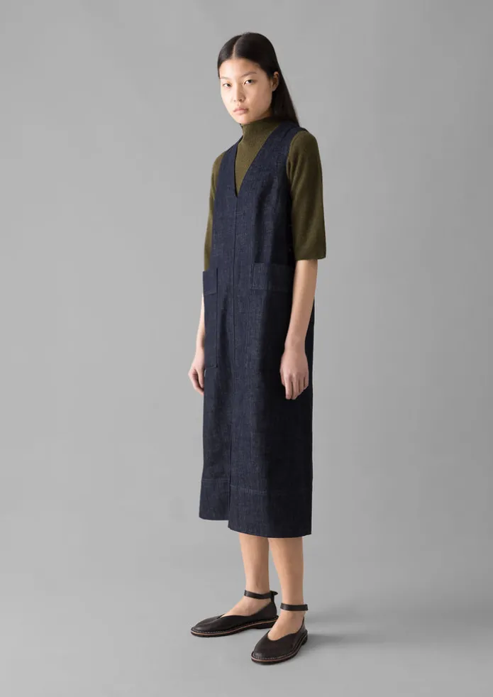 Women TOAST Denim | Workwear-V-Neck Denim Pinafore Dress