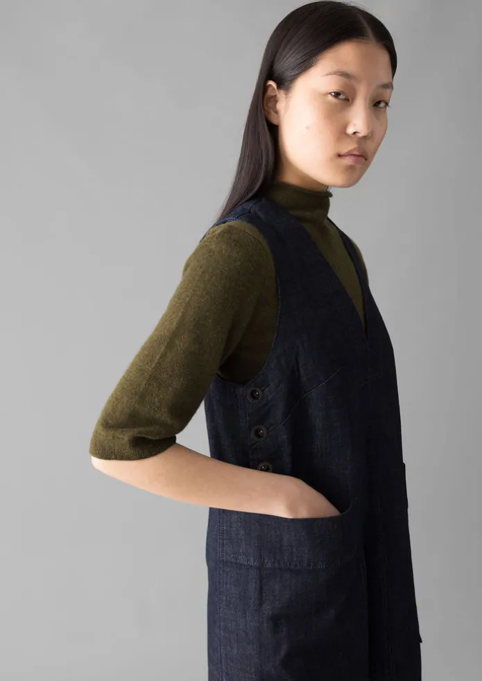 Women TOAST Denim | Workwear-V-Neck Denim Pinafore Dress