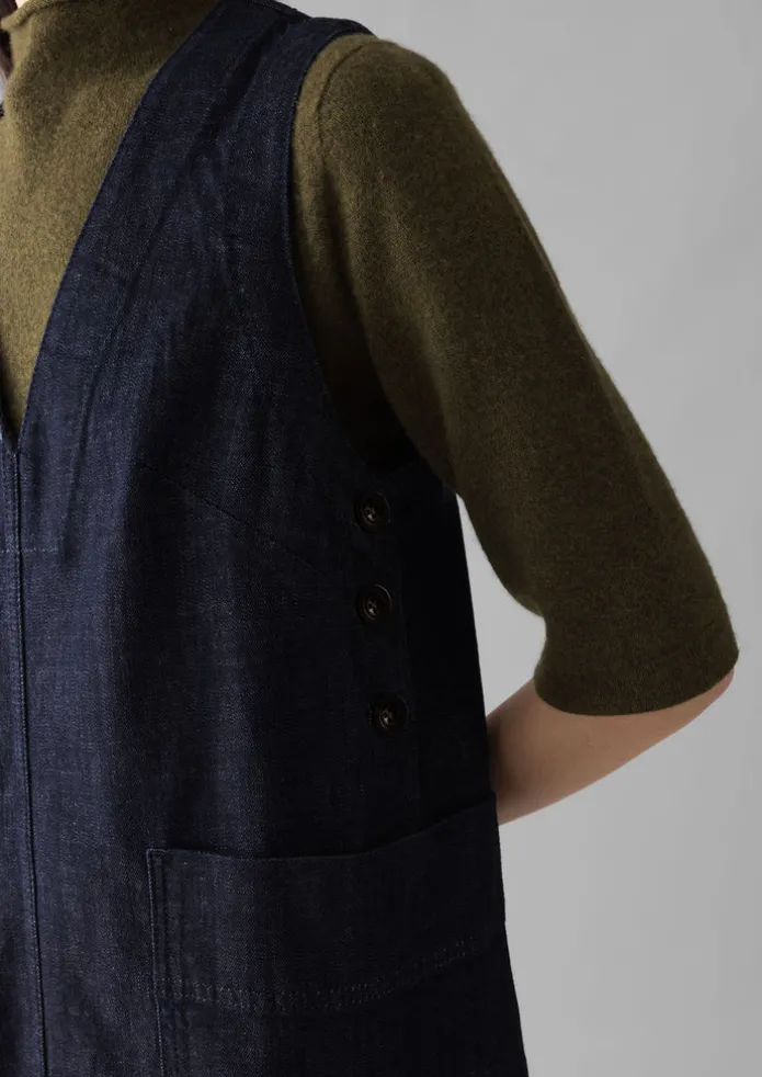 Women TOAST Denim | Workwear-V-Neck Denim Pinafore Dress